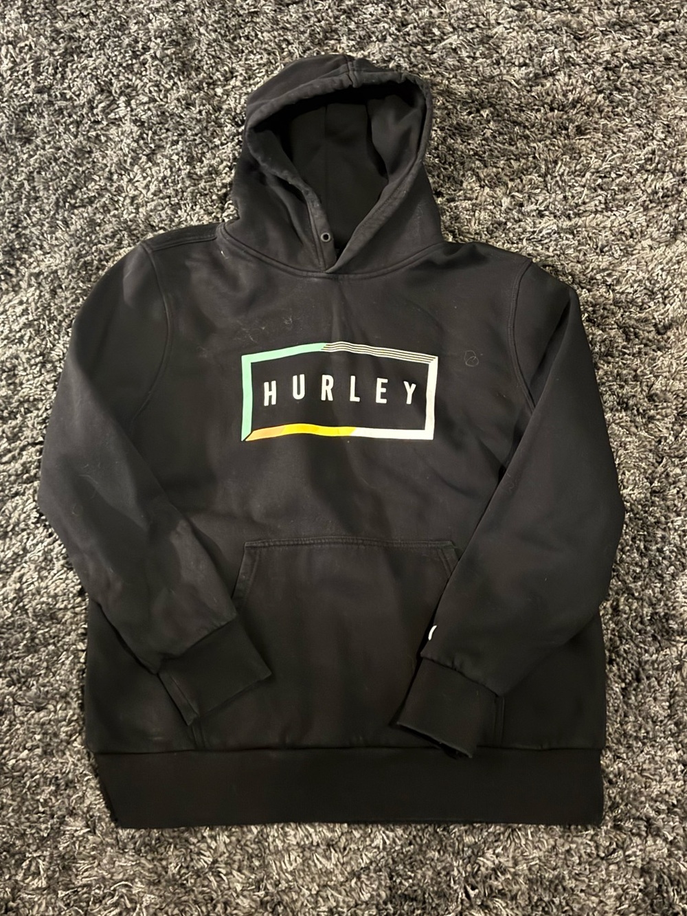 Mens Hurley Pullover Hoodie Size XL Black Multi Color